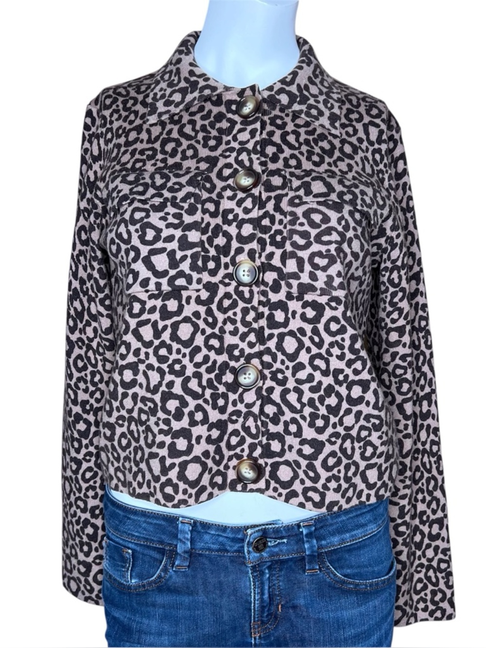 Joie Leopard Print Button Up Cardigan Jacket Sz M NWT